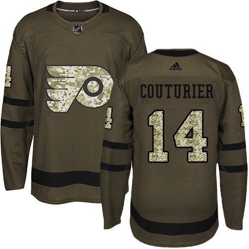 Adidas Flyers #14 Sean Couturier Green Salute to Service Stitched NHL Jersey - Click Image to Close